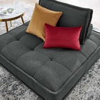 Modway Saunter Tufted Fabric Armless Chair - Grey-Dense Foam Padding