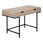 Monarch Specialties 7555 48" Computer Desk - Dark Taupe/Black Metal-Computer desk in a dark taupe wood-look finish with 2 storage drawers featuring wide, cutout handles and metal drawer slides