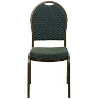Flash Furniture HERCULES Series Dome Back Stacking Banquet Chair in Green Patterned Fabric - Gold Vein Frame-Multipurpose Banquet Chair