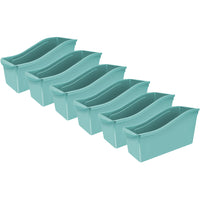Storex Large Book Bin - Teal - 6 Pack-Large book bins hold books, magazines, files, folders, etc.