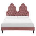 Modway Alexandria Tufted Performance Velvet Twin Platform Bed with Black Wood Legs - Dusty Rose-8