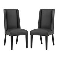 Modway Baron Vinyl Dining Chair - Black - 2 Pack-Elegant Modern Dining Side Chair