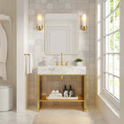 Modway Gridiron 36" Bathroom Vanity - White/Gold-Artificial Marble Sink