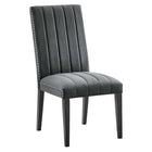 Modway Catalyst Performance Velvet Dining Side Chairs - Grey - Set of 2-Dense Foam Padding