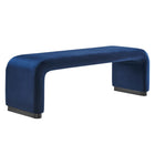 Modway Koda Performance Velvet Waterfall Long Bench - Black/Midnight Blue-Performance Velvet Upholstery