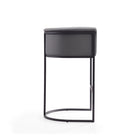 Manhattan Comfort Cosmopolitan 23.7" Mid-Century Modern Faux Leather Upholstered Bar Stool - Grey and Black-Includes Footrest Base