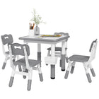 Qaba Toddlers Adjustable Height Table and Chair 5-Piece Set - Grey-5-piece set, includes a table and four chairs 