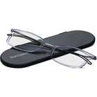 ThinOptics FrontPage Collection Glasses with Milano Black Case - Brooklyn - 2.5 - Clear-Optical-grade polycarbonate lenses (used for high-end prescription glasses) are shatter-proof, lighter than a nickel, and as thin as 2 credit cards