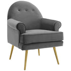 Modway Revive Tufted Button Accent Performance Velvet Armchair - Grey-Performance Velvet Polyester Upholstery