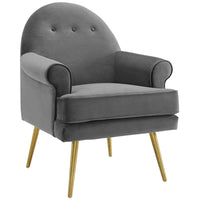 Modway Revive Tufted Button Accent Performance Velvet Armchair - Grey-Performance Velvet Polyester Upholstery