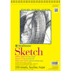Strathmore 300 Series Sketch Paper Pad - 9" W x 12" H - White - Top Wire Binding - 100 Sheets (P350-9-6)-Sketch