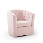 Modway Prospect Tufted Performance Velvet Swivel Armchair - Pink-Modern Barrel Back Armchair