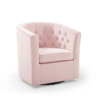 Modway Prospect Tufted Performance Velvet Swivel Armchair - Pink-Modern Barrel Back Armchair