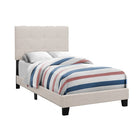 Monarch Specialties 5921T Twin Size Bed - Beige Linen-Trendy and chic twin size platform bed frame in a transitional design, upholstered with a beige linen look soft touch fabric for a fashionable bedroom upgrade