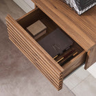 Modway Render 54.5" Wall Mount Corner Office Desk - Walnut-Durable Particleboard Construction