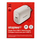  Staples USB-C Wall Charger - 20W - White-20W single-port USB-C wall charger