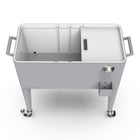 Permasteel 80 qt Retro Rolling Patio Cooler with Divider - Grey-Four swivel caster wheels (two lockable)