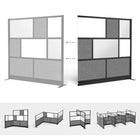 Luxor Modular Wall Extension with Whiteboard - 70" W x 70" H - Segmented Black Frame, Frosted Acrylic, Cool Grey PET-Frosted acrylic and PET acoustic panel design