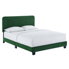 Modway Celine Channel Tufted Performance Velvet King Platform Bed - Emerald-Channel Tufted Headboard