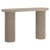Hudson&Canal Isa Oval Fluted Console Table - 55" W - Alder White-A fresh take on a classic Scandinavian design for your living room, den, and more