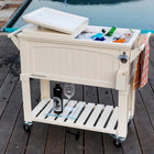 Permasteel 80 Quart Furniture Style Patio Cooler - Cream-Insulated Basin keeps Drinks Cold up to 36 hours