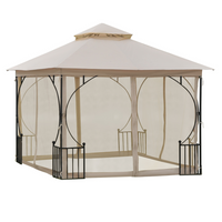 Outsunny 10 ft W x 10 ft L Patio Gazebo - Outdoor Garden Canopy for Events Party-10' x 10'(3 x 3 m) gazebo with mesh side walls, ideal for patio, backyard, garden, park, etc