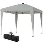 Outsunny 10 ft W x 10 ft L Pop Up Canopy Tent with Central Light - UPF 50+ - Light Grey-Built-in solar or USB charged central light for convenient illumination