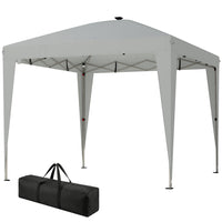 Outsunny 10 ft W x 10 ft L Pop Up Canopy Tent with Central Light - UPF 50+ - Light Grey-Built-in solar or USB charged central light for convenient illumination