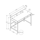 Monarch Specialties 7702 48" Computer Desk - Dark Taupe/Black Standing Height-Product dimensions: 47.25 inches L x 23.75 inches W x 47.5 inches H