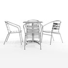 Flash Furniture 23.5" Square Aluminum Indoor-Outdoor Table Set with 4 Slat Back Chairs-Designed for Commercial and Residential Use