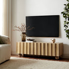 Modway Sorren Scalloped 54" Wood TV Stand - Natural-3 Finger Pull Doors