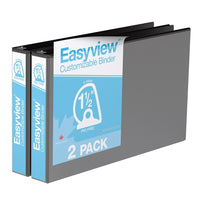 Davis Group Easyview Premium 11" x 17" Spreadsheet Binder - Angle D Ring - Customizable - 1.5" - Black - 2 Pack-3 Ring Binder