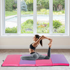 Soozier Folding Gymnastics Tumbling Mat - Exercise Mat with Carrying Handles - 4' W x 10' L x 2" D-2" Thick firm high-density EPE eco-friendly foam for ultimate comfort and durability 
