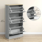 HOMCOM Modern Shoe Cabinet with 3 Flip Drawers for 12-18 Pairs - Grey-Modern style complements any decor
