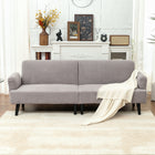 HOMCOM Modern 3 Seater Corduroy Sofa Couch with Rubberwood Legs - Light Grey-Tall sofa feet make cleaning under the couch easy with robot vacuums