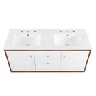 Modway Transmit 48" Wall-Mount Bathroom Vanity - Walnut/White-Chrome Hardware