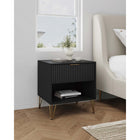 Manhattan Comfort DUMBO 20.07" Modern 1-Drawer Nightstand - Black-Includes 1 Full Extension Drawer with Top Drawer Designed in Vertical Textured Ribbed Lines