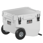 RovR RollR 60 Quart Wheeled Hard Cooler with Tow Handle - Powder-New RapidLock Latches create an airtight seal and offer fast, easy-to-use access to the party