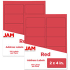 JAM Paper Mailing Address Labels - 2 x 4 - Red - 2 sets of 120-Red