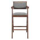Zuo Delhi Barstool - Grey/Walnut - Set of 2-Cozy polyester linen fabric