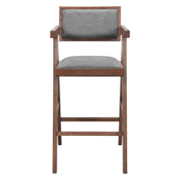 Zuo Delhi Barstool - Grey/Walnut - Set of 2-Cozy polyester linen fabric