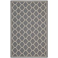 Modway Avena Moroccan Quatrefoil Trellis Indoor/Outdoor Area Rug - 9 ft W x 12 ft L - Grey/Beige-Moroccan Quatrefoil Trellis Area Rug