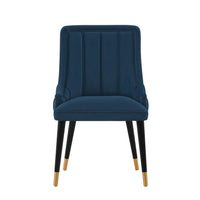 Manhattan Comfort Eda 22.83" Modern Velvet Upholstered Dining Chair - Midnight Blue-Modern Dining Chair for Dining Room and Task Chair Usage