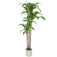 HOMCOM 5' Artificial Dracaena Tree - Green-Stands 5' tall with 78 realistic leaves for a lush appearance 