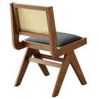 Modway Thera Vegan Leather and Cane Dining Side Chairs - Walnut/Black - 2 Pack-8