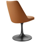 Modway Lippa Swivel Dining Vegan Leather Side Chair - Black Tan-Assembly Required