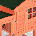 PawHut 48" Weatherproof Wooden Rabbit Hutch with Slant Roof and Outdoor Run - Red-Ladder gives easy access to upper and lower areas of the living space and outdoor run 