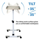 Mount-It! Height Adjustable Rolling Laptop Cart-Tilt angle: 35 degrees up and down