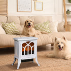 HOMCOM 750/1500W Portable Electric Fireplace Heater - White-Features two heat settings (750W/1500W) 