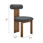 Modway Torian Boucle Fabric Dining Chair - Walnut Charcoal - Set of 2-Rubberwood Frame